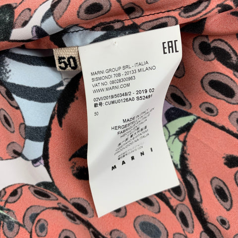 MARNI x BRUNO B BONETTO Size M Orange Black & Blue Print Viscose Camp Short Sleeve Shirt