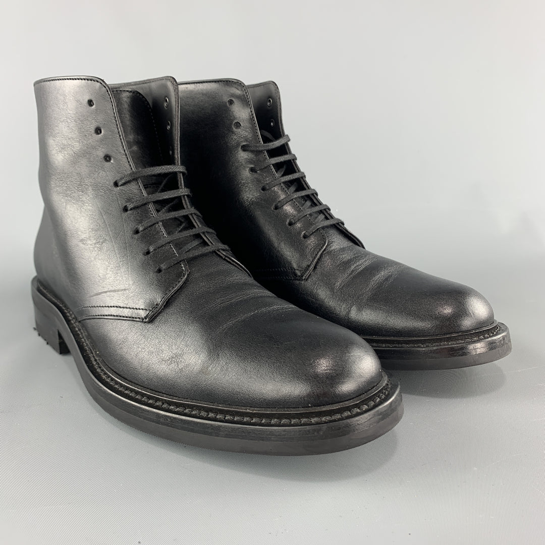 SAINT LAURENT Size 8 Black Leather ARMY 20 Ankle Boots