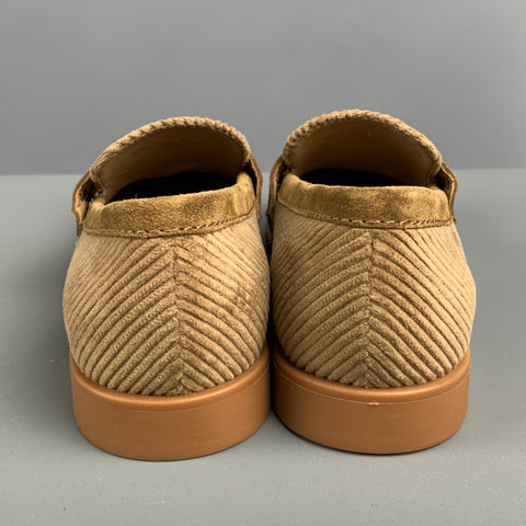 MIU MIU Size 7.5 Khaki Corduroy Penny Flats