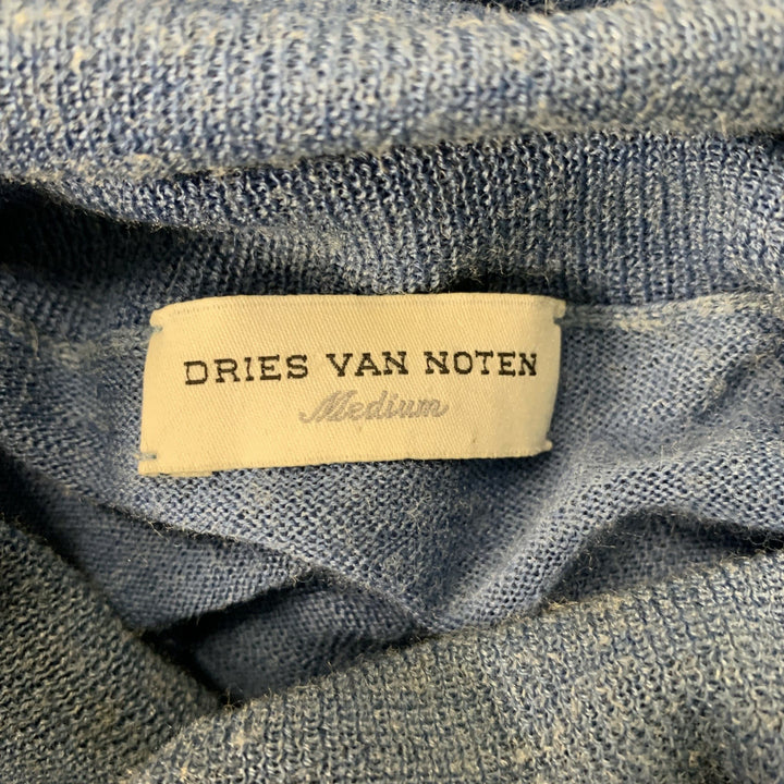 DRIES VAN NOTEN Size M Blue Solid Alpaca & Silk Turtleneck Pullover