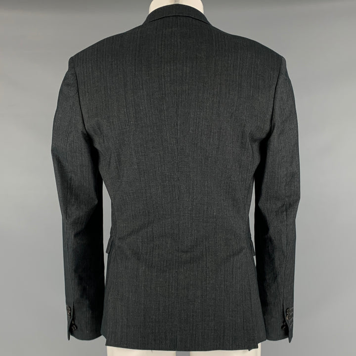 NEIL BARRETT Size 38 Charcoal Black Grid Wool Blend Peak Lapel Sport Coat
