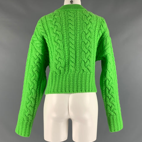 AMI par ALEXANDRE MATTIUSSI Taille M Pull court en maille torsadée de laine verte