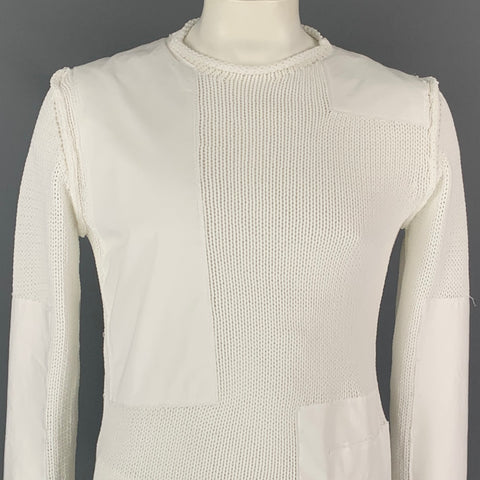 ISABEL BENENATO SS 18  Size L White Knitted Cotton / Polyester Crew-Neck Pullover