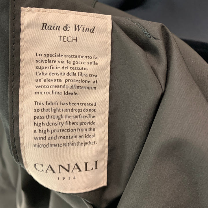 CANALI Taille 38 Manteau Réversible en Polyester Bicolore Marron Marine