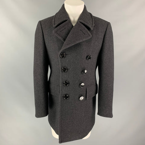 BURBERRY Size 38 Charcoal Grey Virgin Wool Peacoat