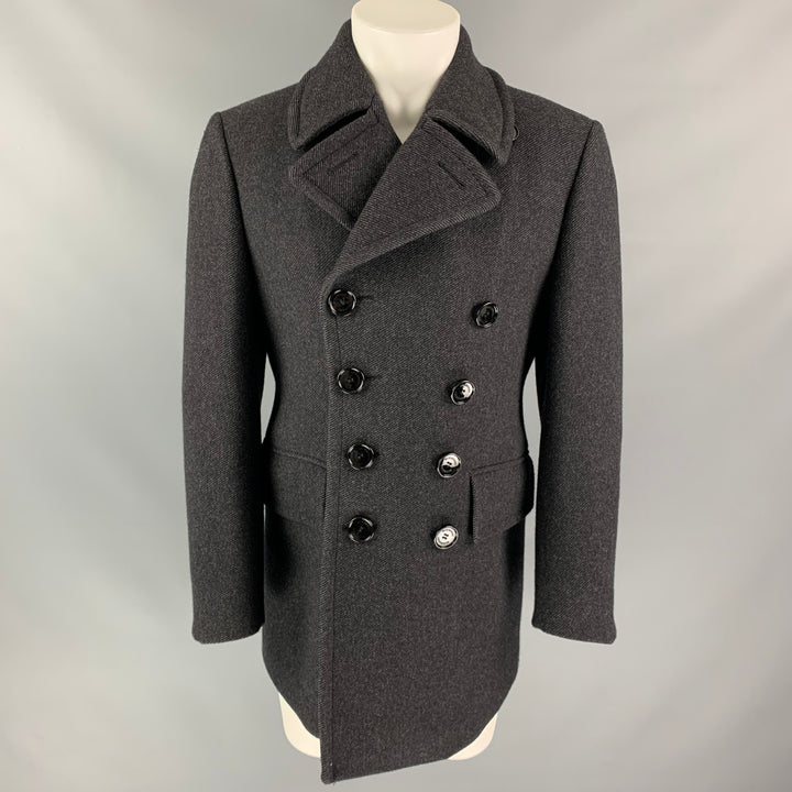 BURBERRY Size 38 Charcoal Grey Virgin Wool Peacoat