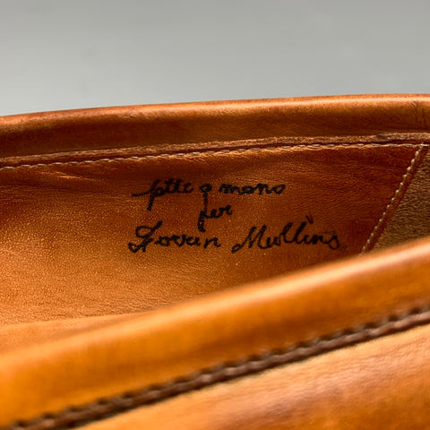 BONTONI Size 10 Tan Burnished Leather Penny Loafers