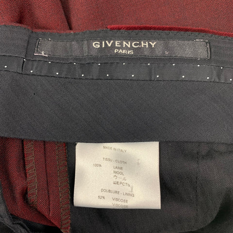 GIVENCHY Talla 40 Regular Traje de solapa de muesca de terciopelo burdeos