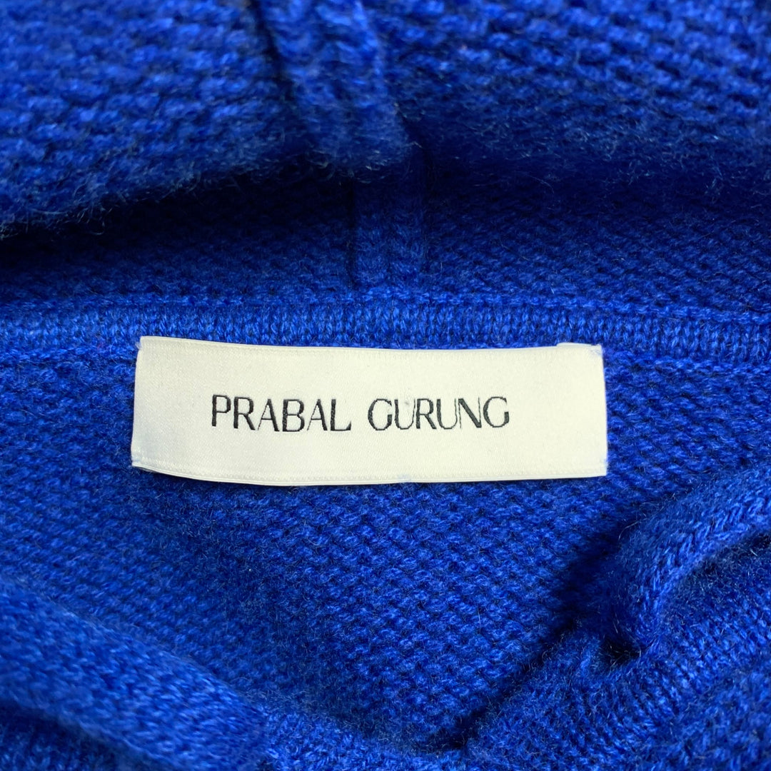 PRABAL GURUNG Taille XL Bleu &amp;Jaune Tie Dye Cachemire Pull à capuche