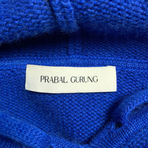 PRABAL GURUNG Size XL Blue & Yellow Tie Dye Cashmere Hooded Sweater