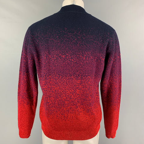 MISSONI Size M Navy Red Metallic Wool Blend Mock Neck Pullover