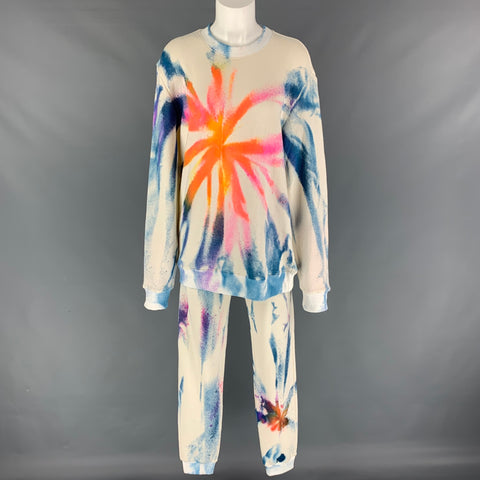 THE ELDER STATESMAN Size XS Multi-Color Cotton / Cashmere Spinner Tie Dye Acid-Wash Joggers