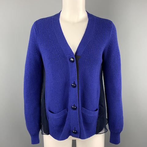 SACAI Size M Blue Chiffon Camisole Back Cardigan