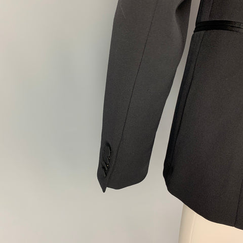 DRIES VAN NOTEN Size 38 Black Wool Peak Lapel Sport Coat