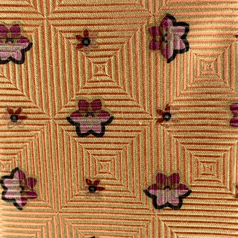 ERMENEGILDO ZEGNA Orange Pink Floral Silk Tie