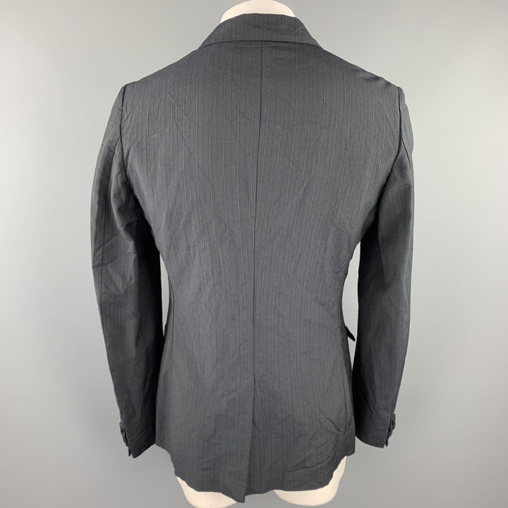 COMME des GARCONS HOMME PLUS Size XL Slate Vertical Stripe Wool Blend Sport Coat