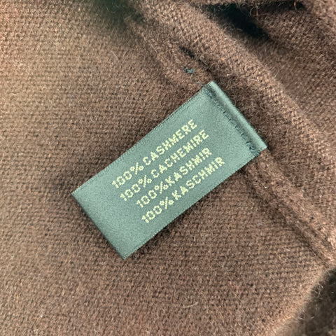 RALPH LAUREN Black Label Talla M Jersey sin mangas con volantes de cachemira marrón