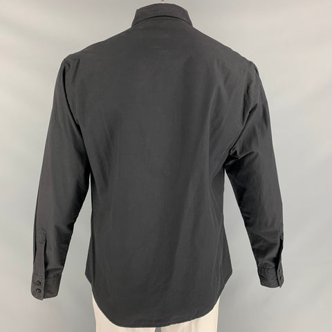 D&G by DOLCE & GABBANA  Size XL Black Solid Cotton Button Up  Long Sleeve Shirt