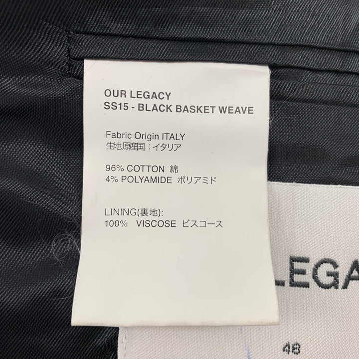 OUR LEGACY SS 15 Size 38 Black White Heather Cotton / Polyamide Sport Coat