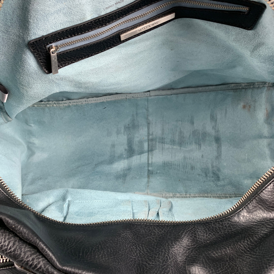 MATT & NAT Black Polyvinyl Shoulder Strap Duffle Bag