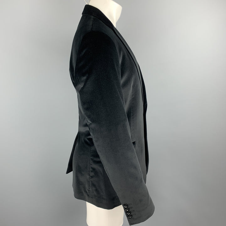 DOLCE & GABBANA Size 40 Black Cotton Notch Lapel Sport Coat
