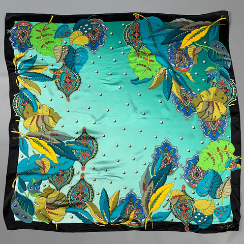 AZALEA Multi-Color Print Satin Silk Scarf