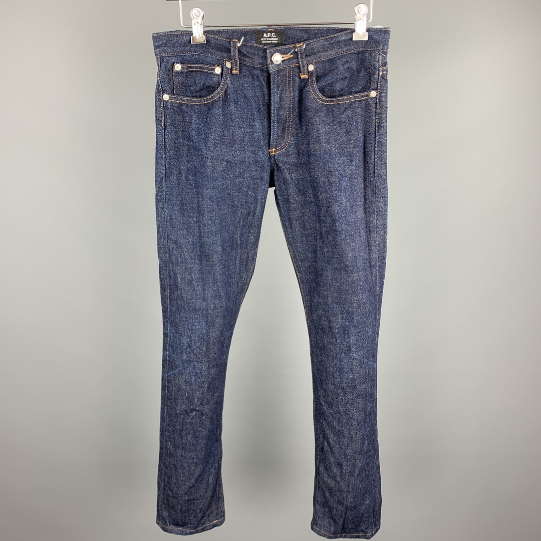 A.P.C. Size 28 Indigo Contrast Stitch Denim Button Fly Jeans