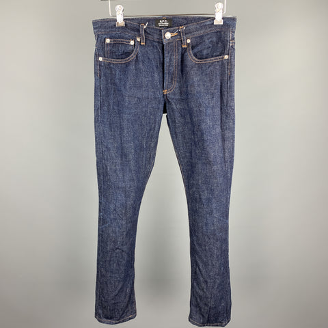 A.P.C. Size 28 Indigo Contrast Stitch Denim Button Fly Jeans