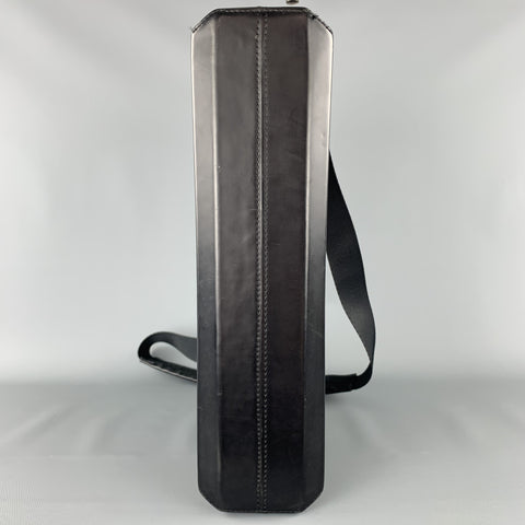 PAOLO IANTORNO Black Structured Leather Messenger Bag