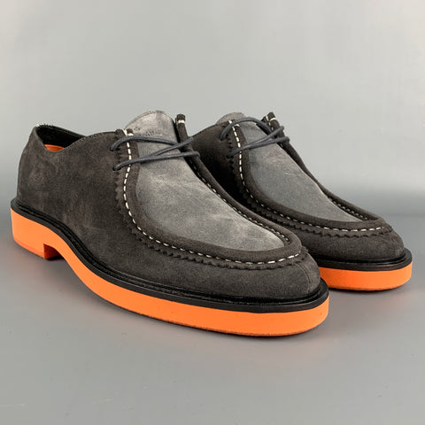 PS by PAUL SMITH Taille 9 Chaussures à lacets en cuir color block gris et orange