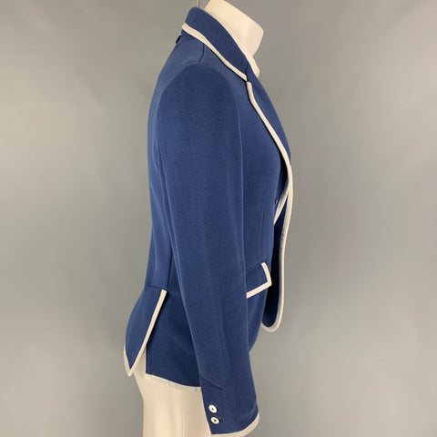 BLACK FLEECE Size 36 Blue White Woven Cotton Notch Lapel Sport Coat
