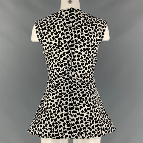 MARNI Size 0 Black White Cotton Tunic Blouse