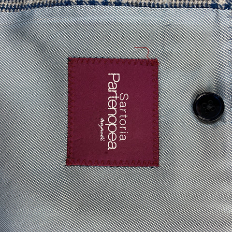 SARTORIA PARTENOPEA for WILKES BASHFORD Size 38 Grey & Blue Plaid Wool Sport Coat