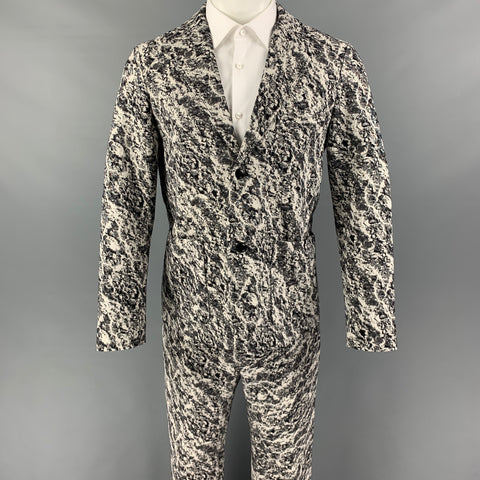 CORRIDOR Size S Black White Marbled Cotton Notch Lapel Suit