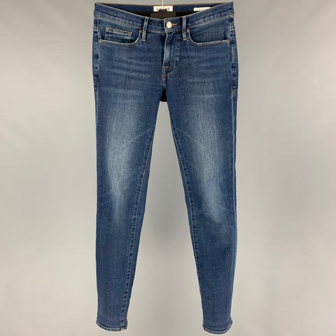 FRAME Size 28 Dark blue Washed Cotton Blend Slim Jeans