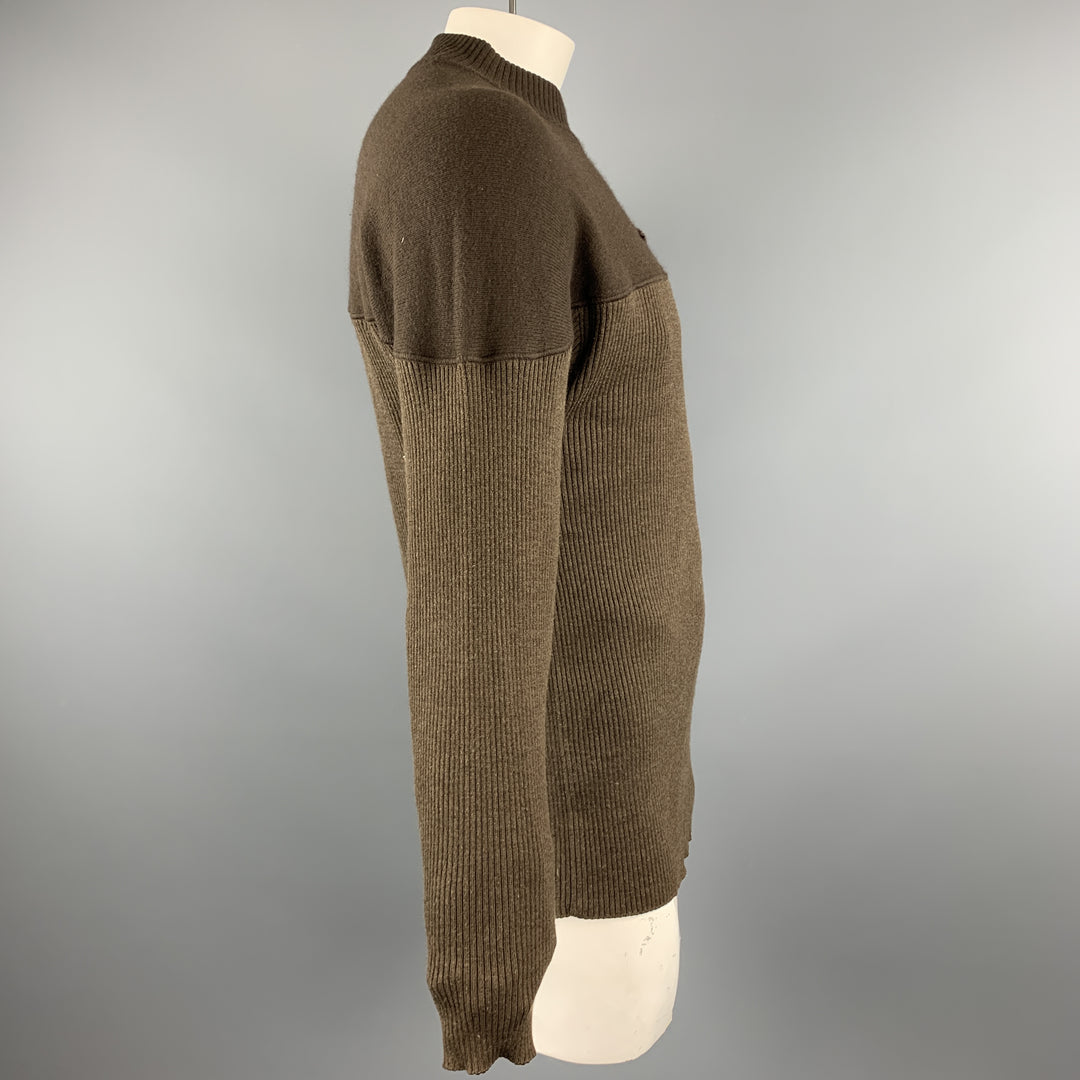 ARMAND BASI Jersey de mezcla de lana de punto acanalado marrón talla S