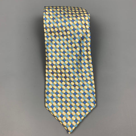 KENZO Blue & Yellow Checkered Silk Tie