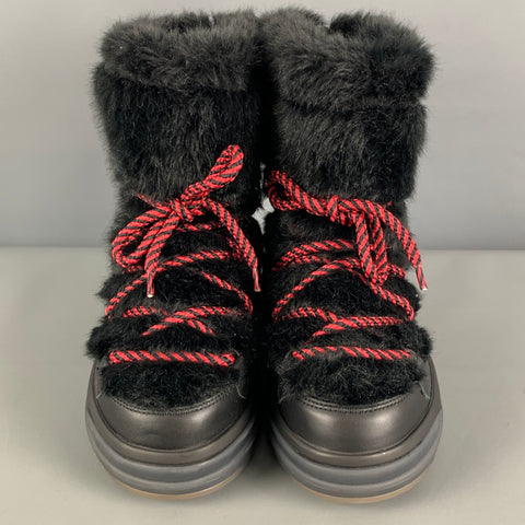MONCLER Talla 8 Botas de cuero negro