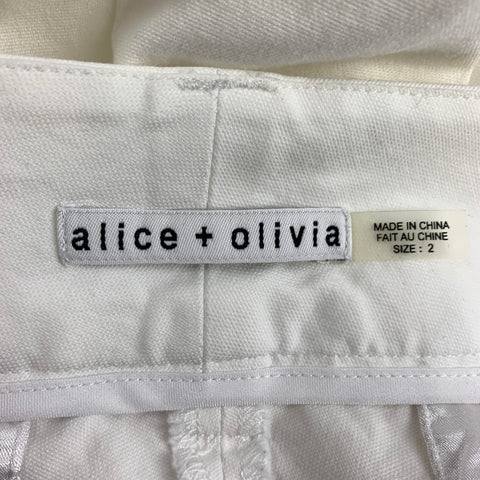 ALICE + OLIVIA Taille 2 Short à revers en coton/lycra blanc
