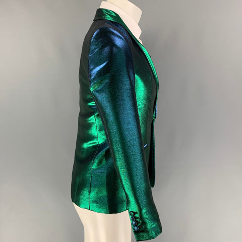 EACH X OTHER Size 36 Green Blue Iridescent Polyester Blend Sport Coat