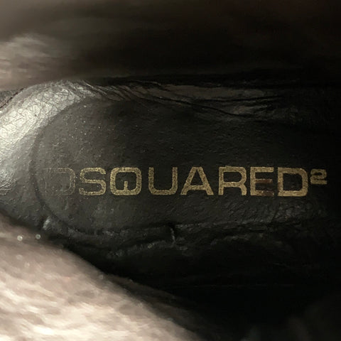DSQUARED2 Size 10 Black Silver Studded Leather Side Zipper Boots