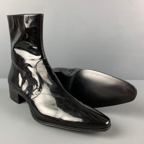 DSQUARED2 Size 12 Black Side Zipper Ankle Boots