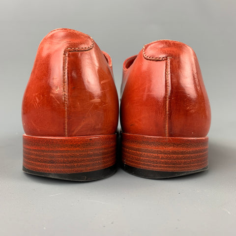PAUL SMITH Size 10.5 Brick Perforated Leather Cap Toe Lace Up Shoes