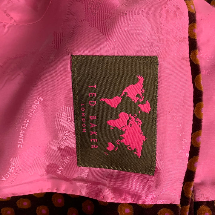 TED BAKER Size 40 Brown Pink Velvet Cotton Notch Lapel Sport Coat