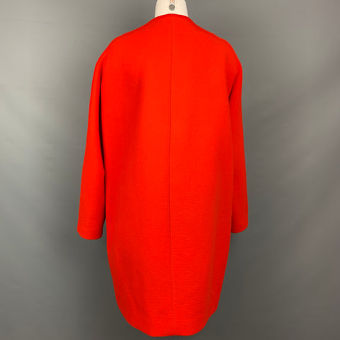 NARCISO RODRIGUEZ Taille 4 Manteau sans col en laine mélangée rouge