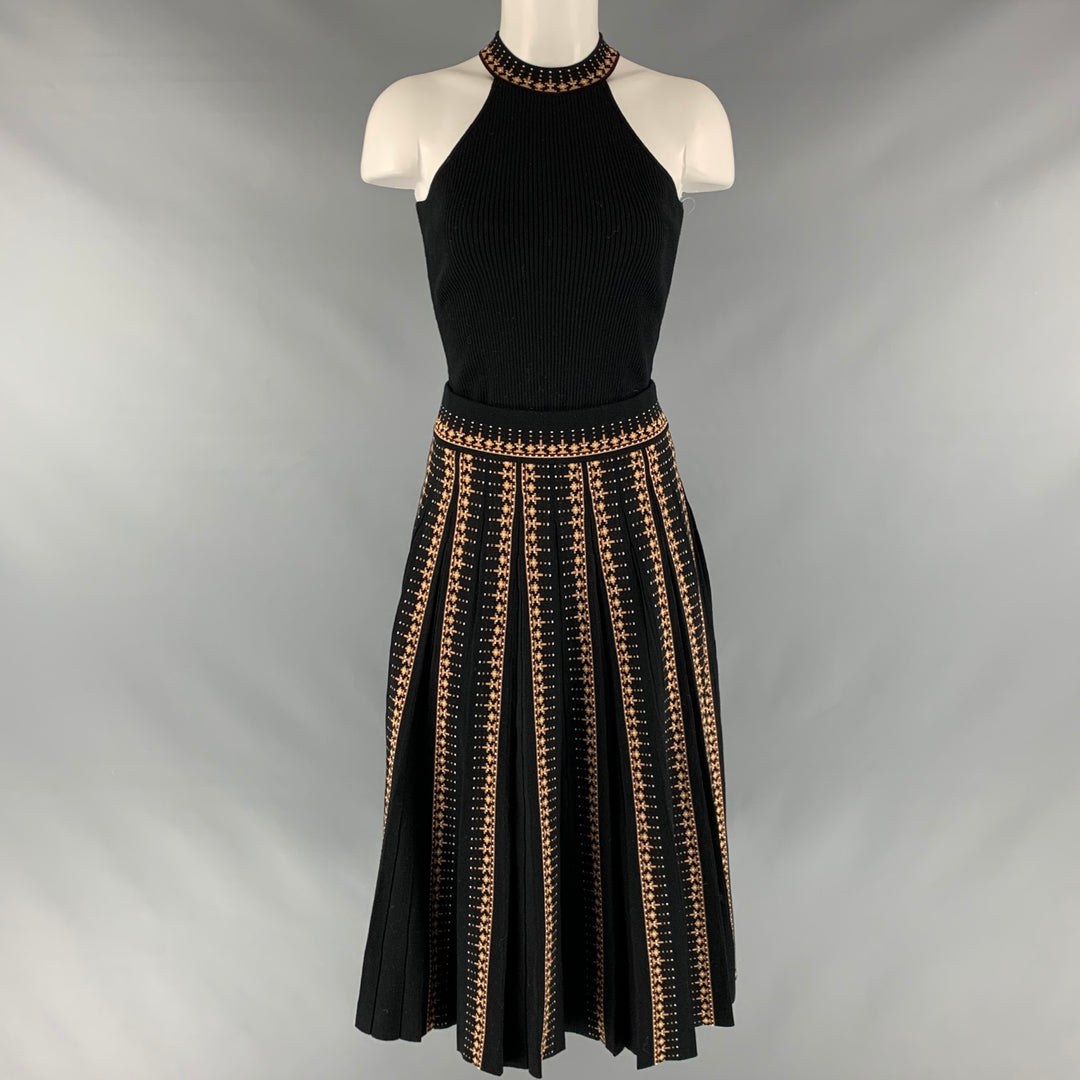 LA MAILLE SEZANE Size S Black Beige Viscose Polyester Abstract  Sets