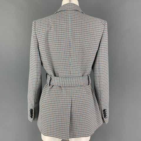 VERONICA BEARD Size 8 Blue Cream Brown Houndstooth Jacket Blazer