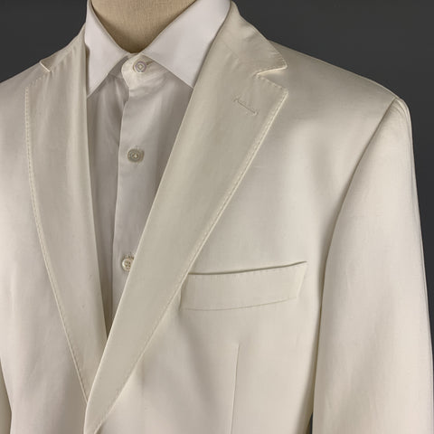 BOSS by HUGO BOSS Size 40 White Cotton Notch Lapel  Suit
