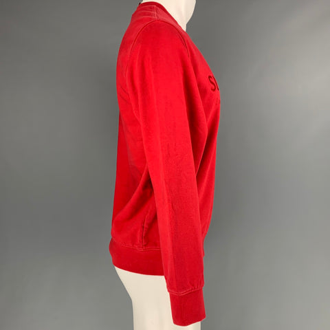 SUPREME Size S Red Logo Cotton Crew-Neck Sweatshirt