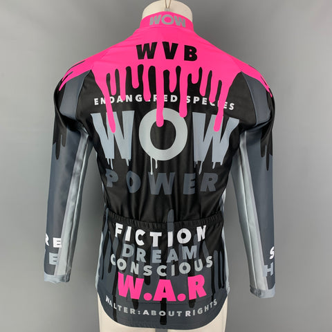 WALTER VAN BEIRENDONCK FW19 Size M Black Pink Monster Graphic Jersey Bike Top